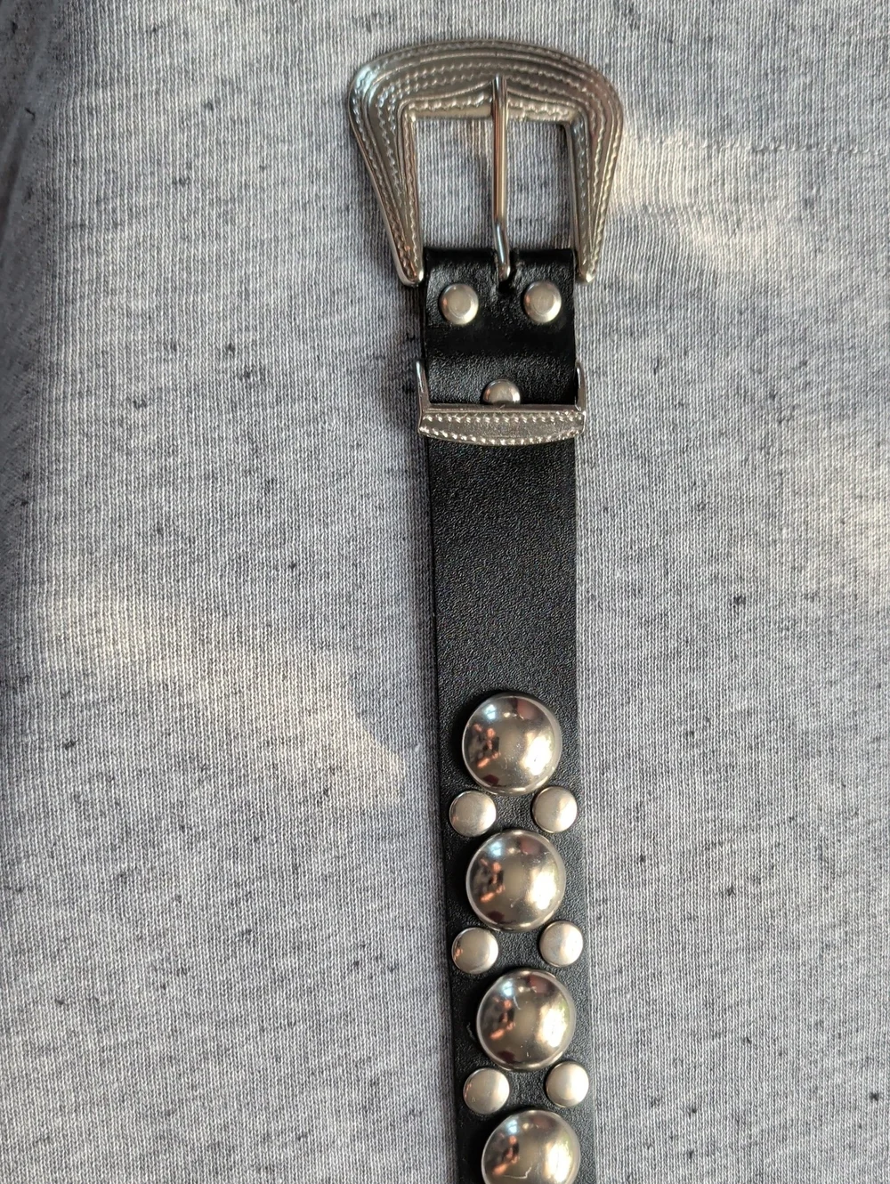 Black Studded Leather Belt 38